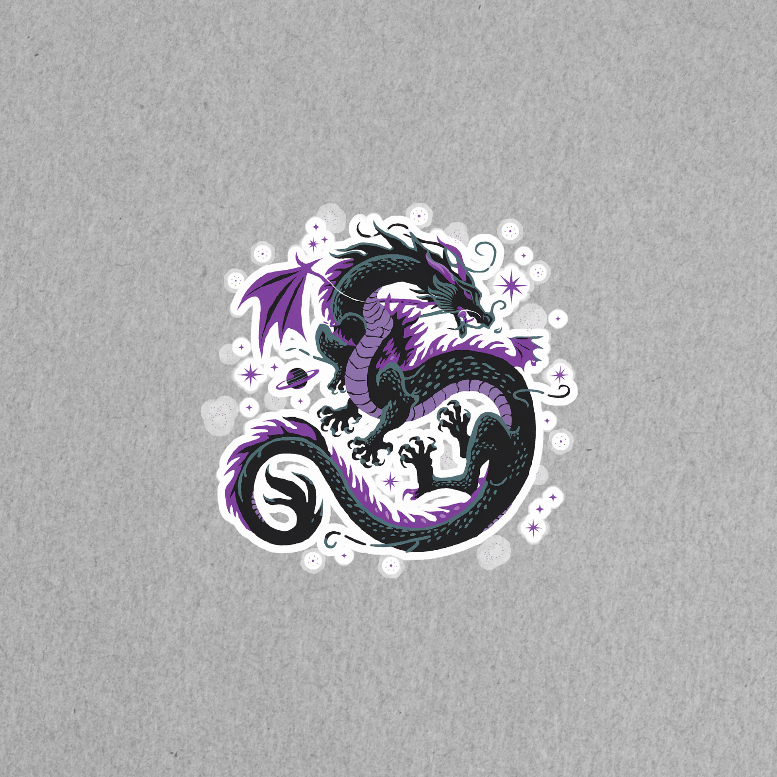 Celestial Dragon Sticker – Purple Space Fantasy Decal for Laptops, Journals #370