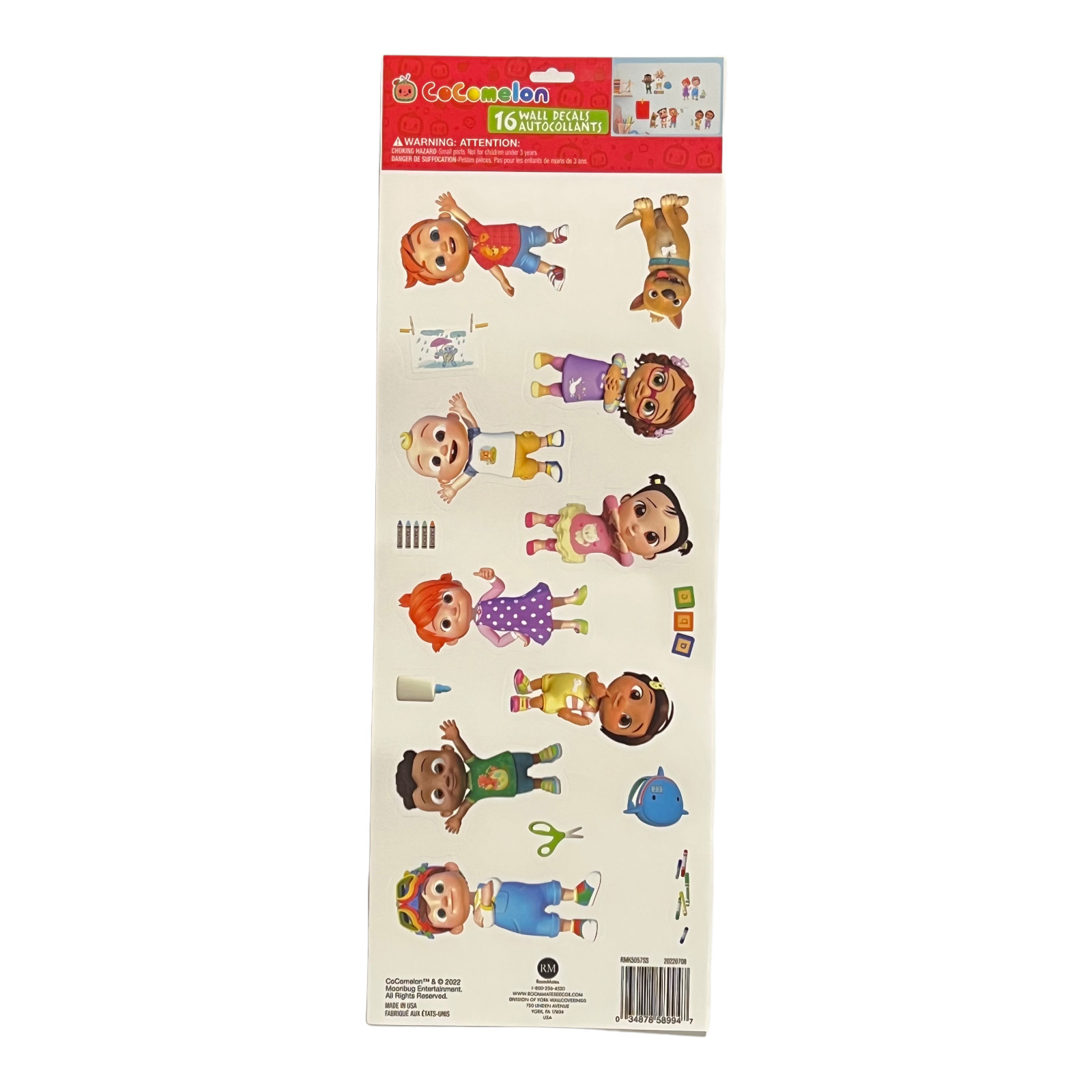 Cocomelon 16 Wall Decals Removable Moonbug JJ TomTom Yoyo Cody 3-4" Tall
