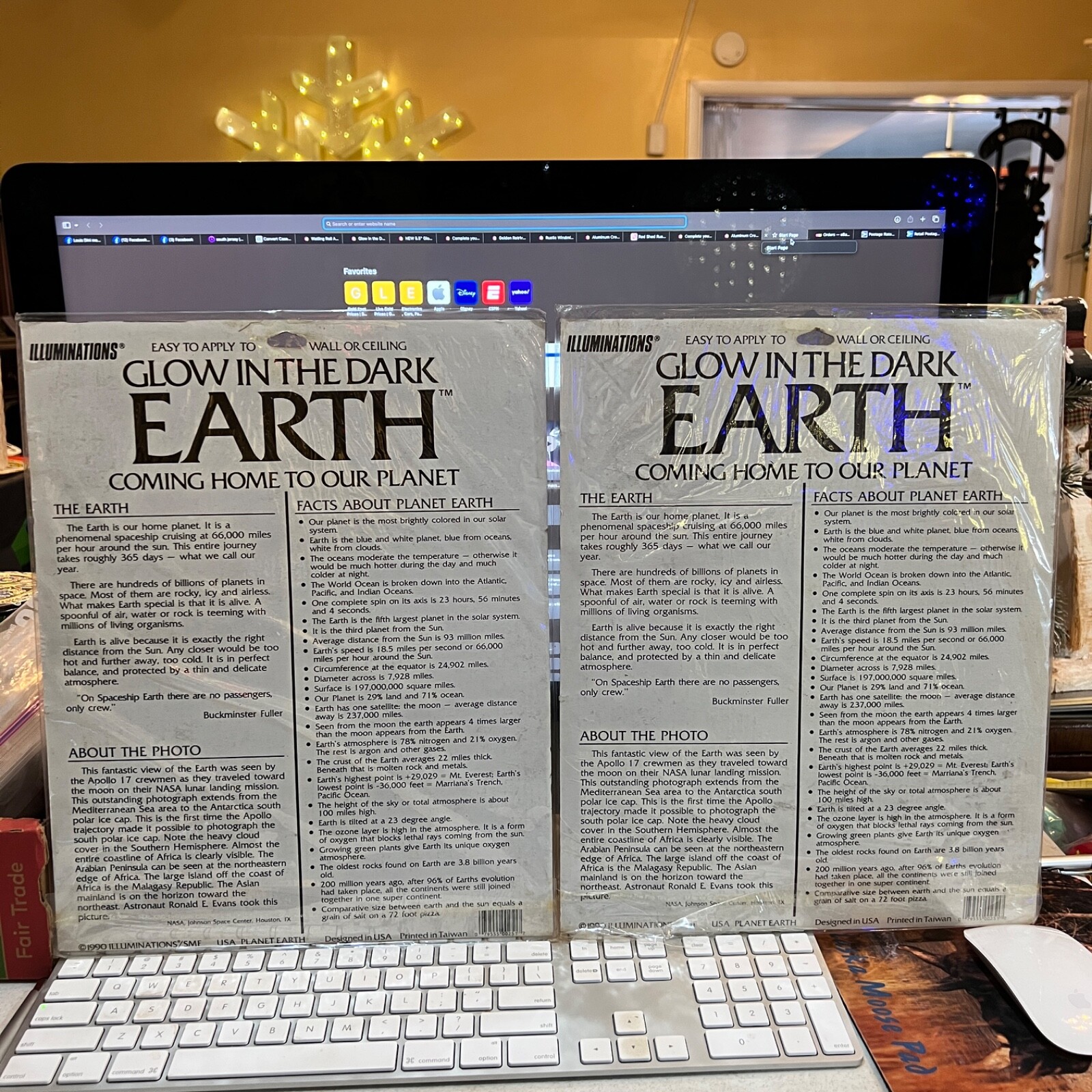 NEW 2-PACK 9.5” Glow In The Dar Earth Homeschoolers, Astronomy, Science Biology