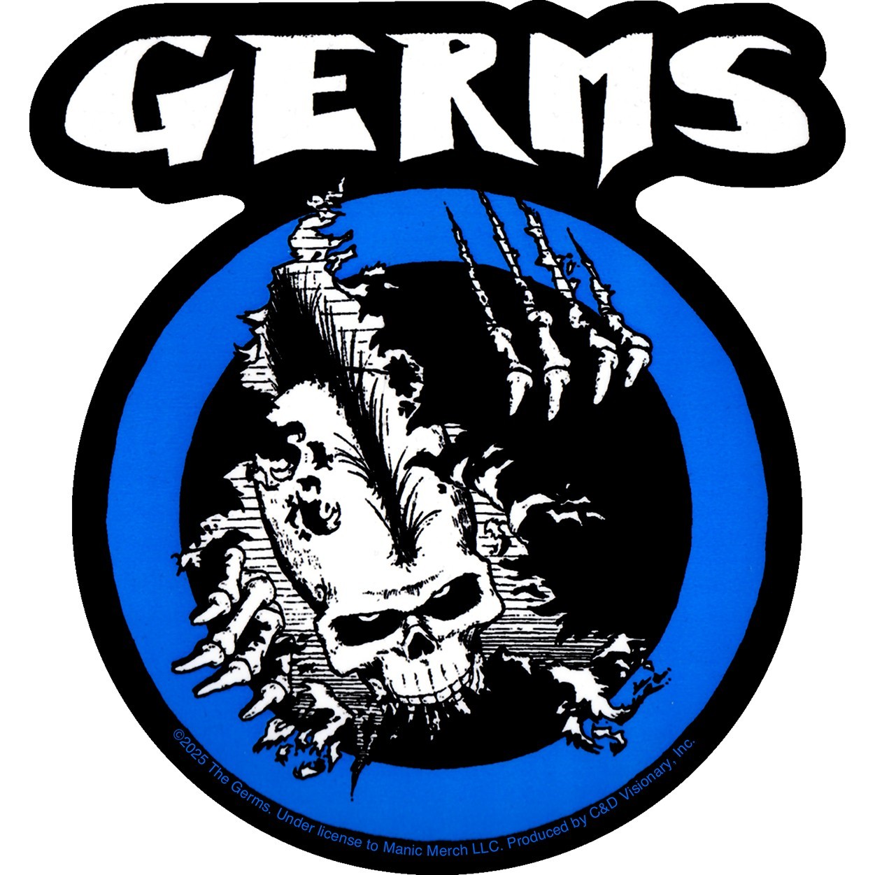 Sticker – The Germs Skeleton Ripping Thru 1970s Punk Rock Music Band Retro 5"
