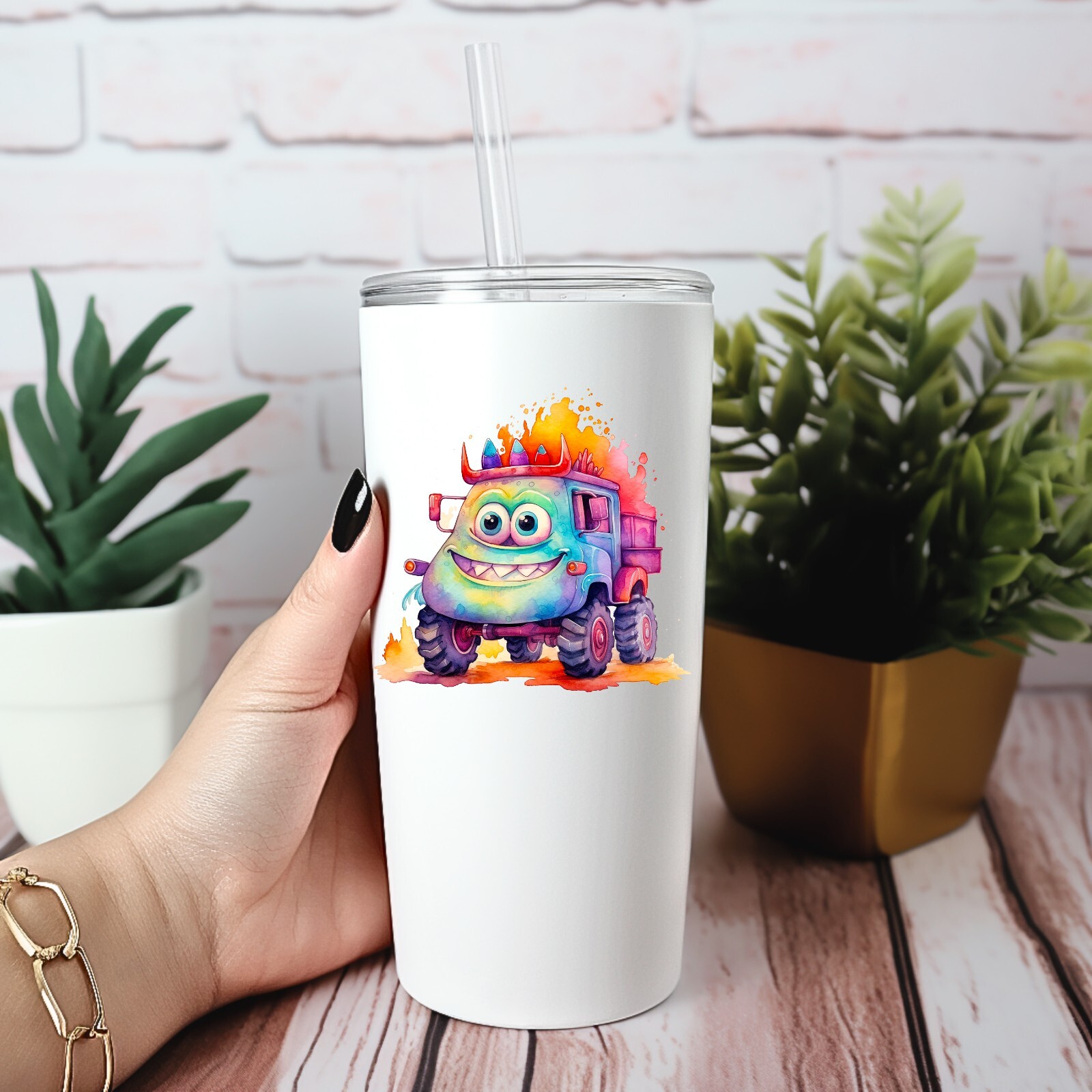 Cute Monster Truck UV DTF Transparent Sticker / Decal