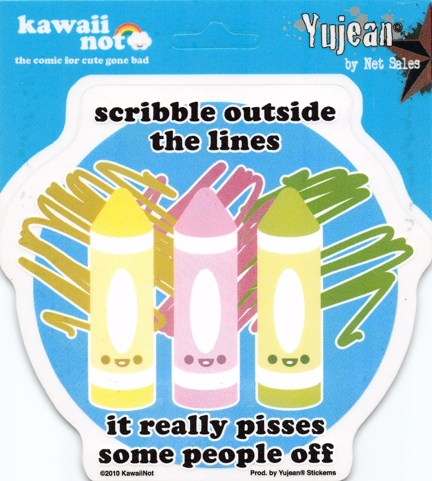 Crayons Scribble Outside The Lines Kawaii Not Die-Cut Decal Sticker New Cute