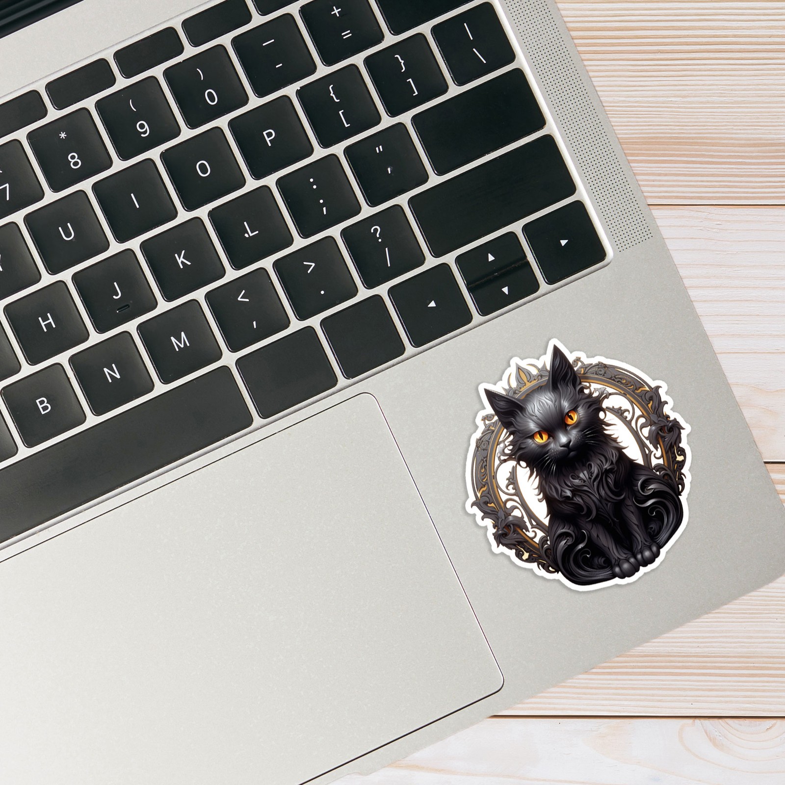 Ornate Black Cat Portrait – Vinyl Decal Sticker – Car Window Laptop – #1957