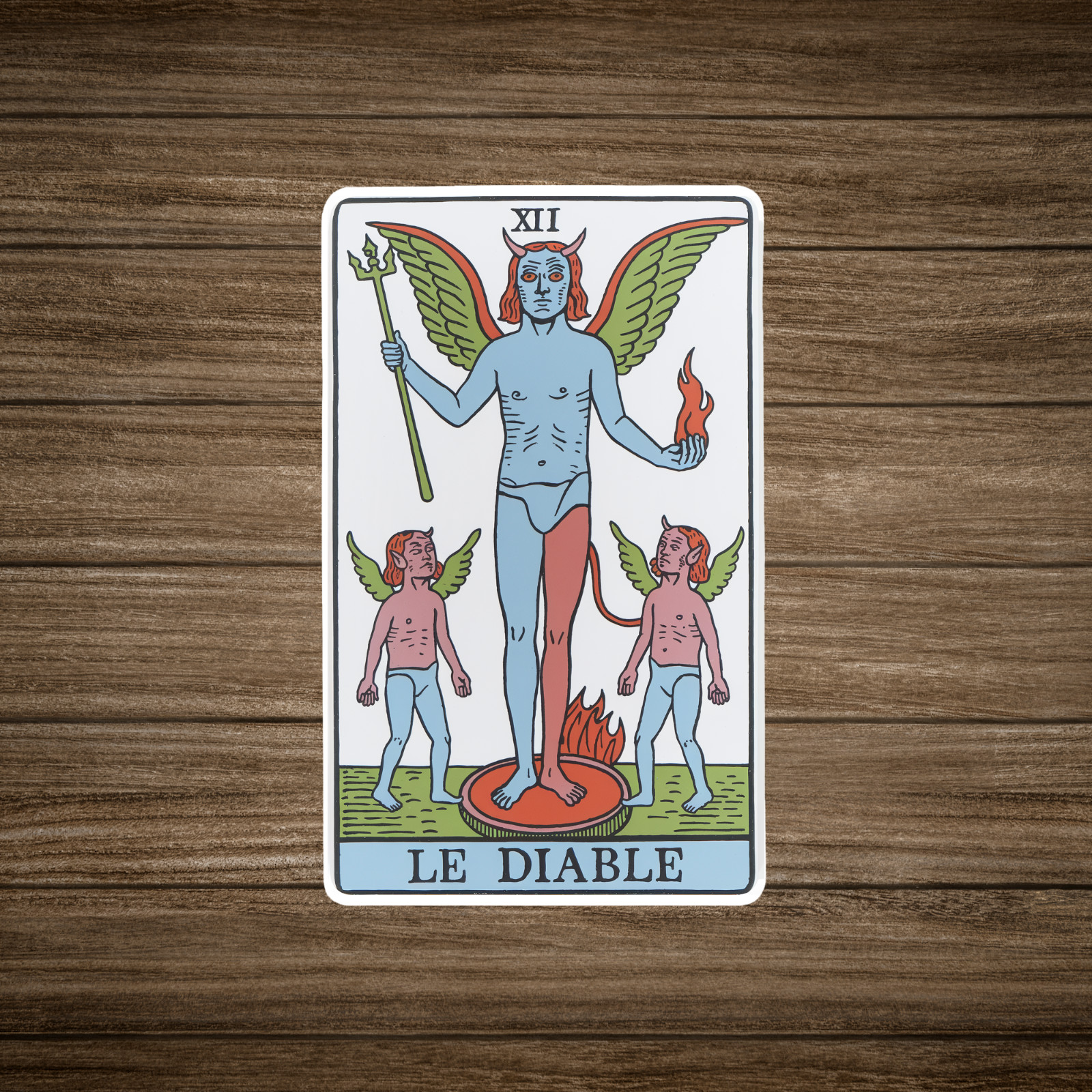 Vintage Tarot Card Sticker – The Devil – Colorful Esoteric Decal #2113