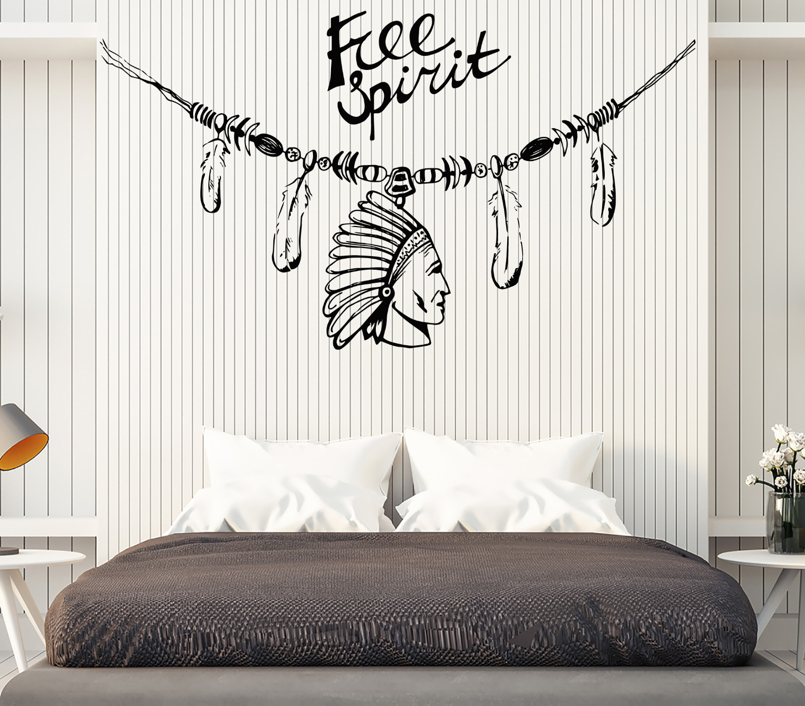 Wall Vinyl Decal Decorating Indians Feather Head Free Spirit Home Decor z4632
