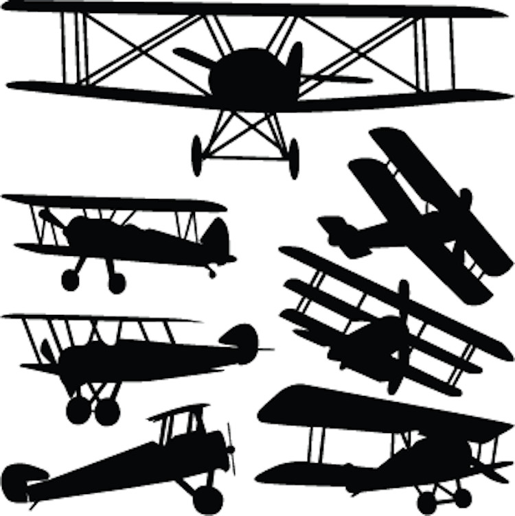 Airplanes Wall Decal Boy's Room Wallpaper Old School Planes Removable Vinyl, b18