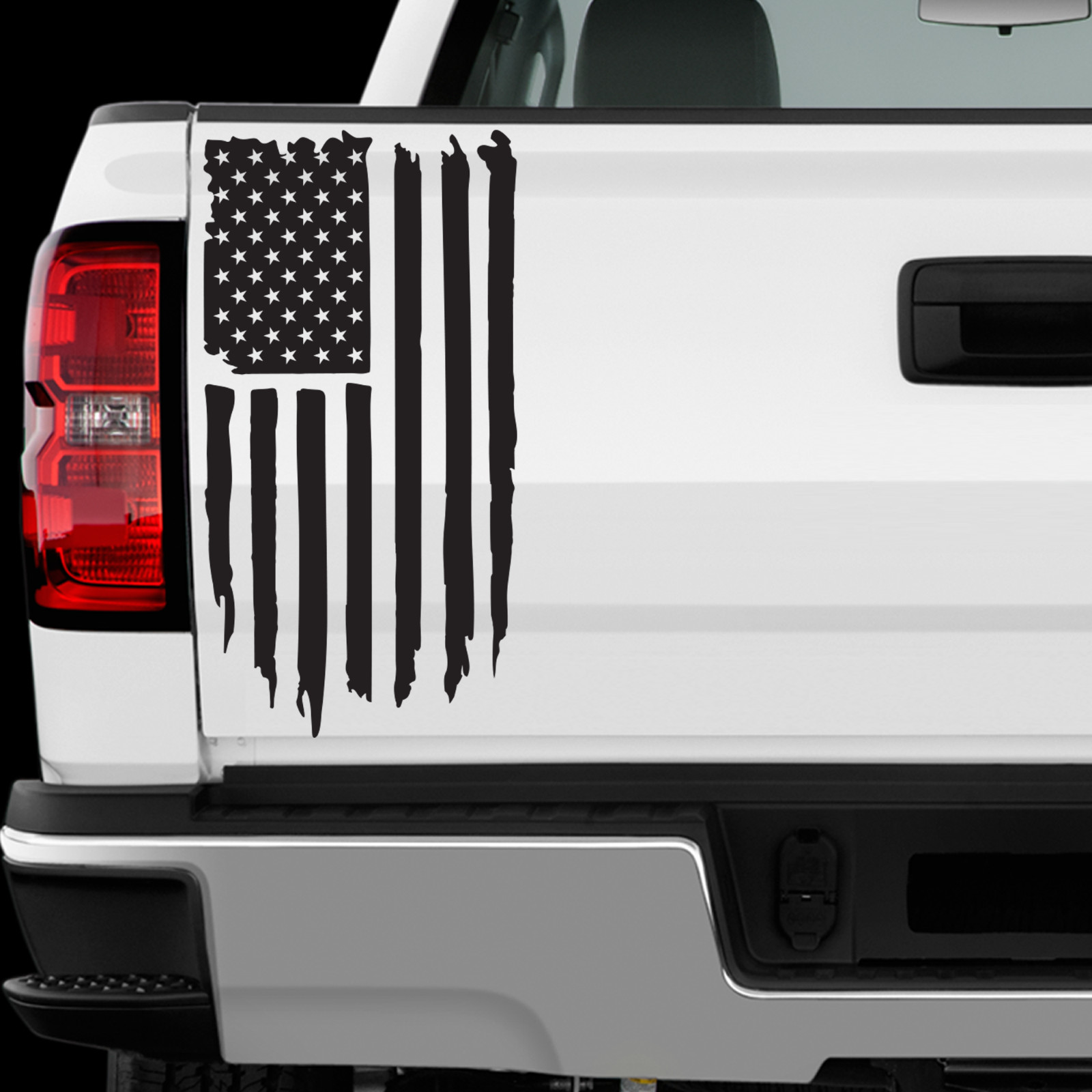 US American Flag Distressed sticker Allsize regular & Chrome Mirror Vinyl Colors