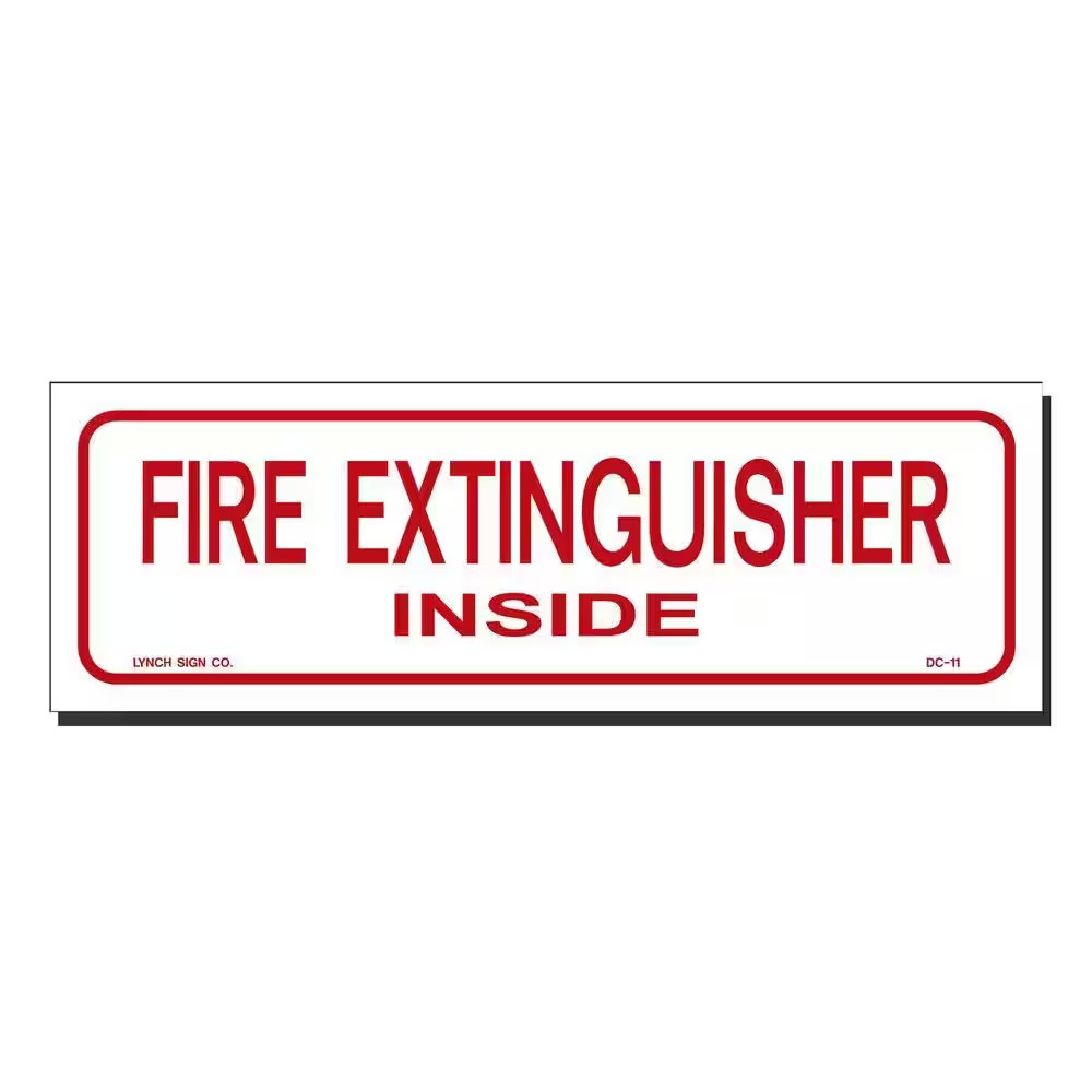 9 In. X 3 In. Decal Red on White Sticker Fire Extinguisher Inside