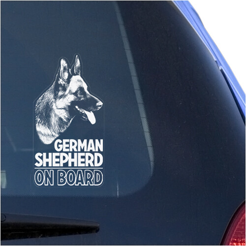 GERMAN SHEPHERD CLEAR VINYL DECAL STICKER FOR CAR OR TRUCK WINDOW, DOG ART PRINT
