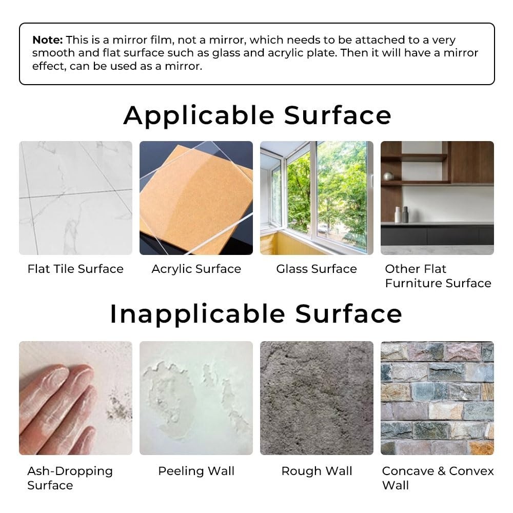 Flexible Mirror Sticker Roll 14×52 inch Self Adhesive Reflective Sheet for Decor