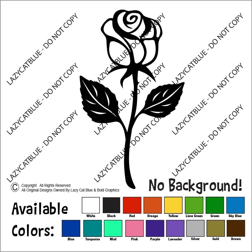 Long Stem Rose Decal Sticker Love You Petal Flower Gift Valentines Day Couple