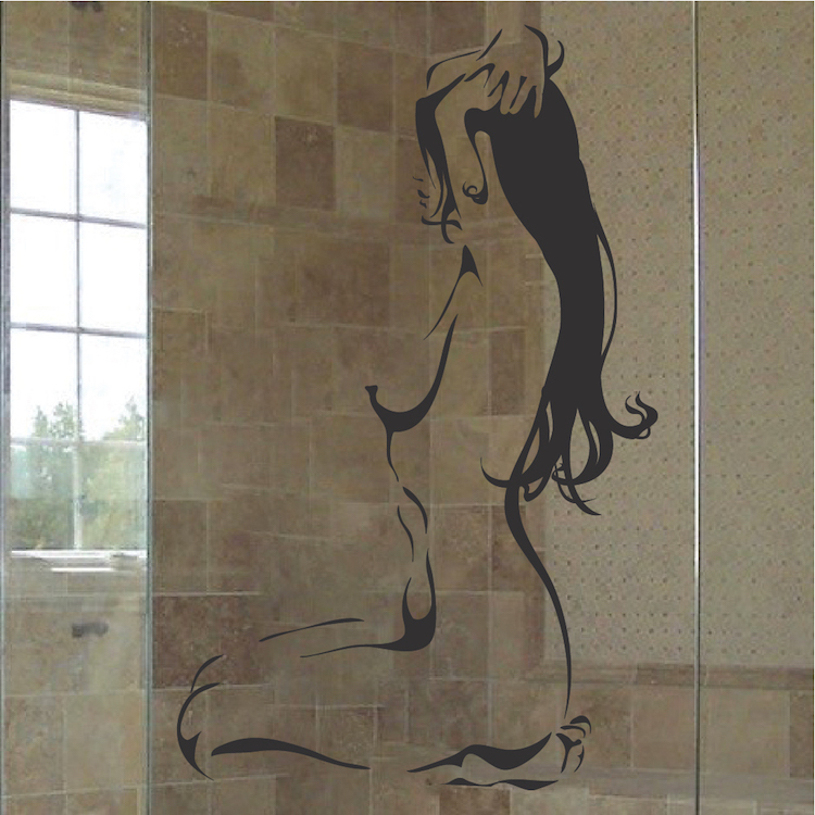 Nude Stretch Art Decal, Shower Wall Vinyl, Modern Artsy Lady Wall Mural, a51