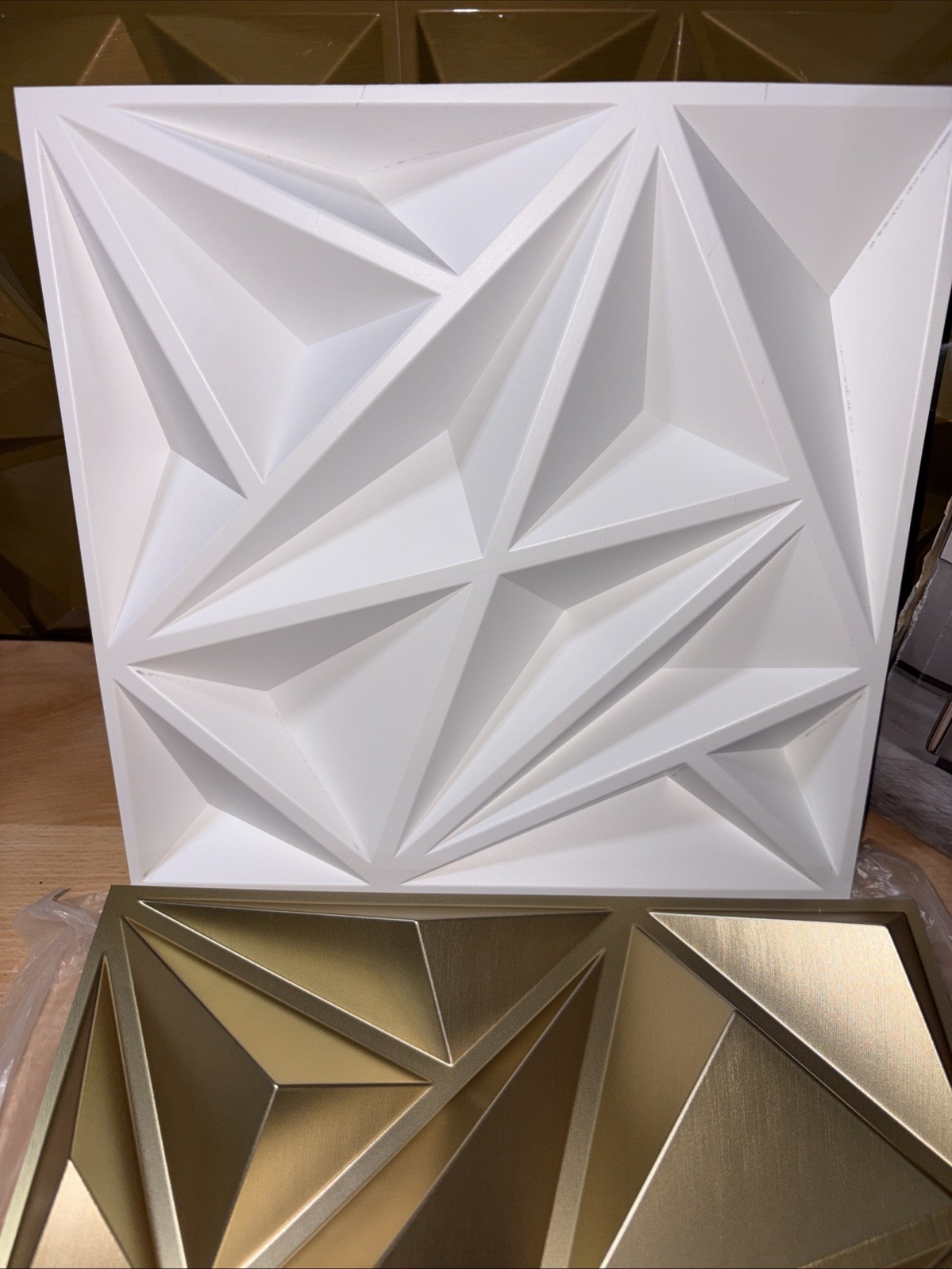 Champaign Gold 3D Diamond Wall Panels – 33 Pack, 12"x12" Decor
