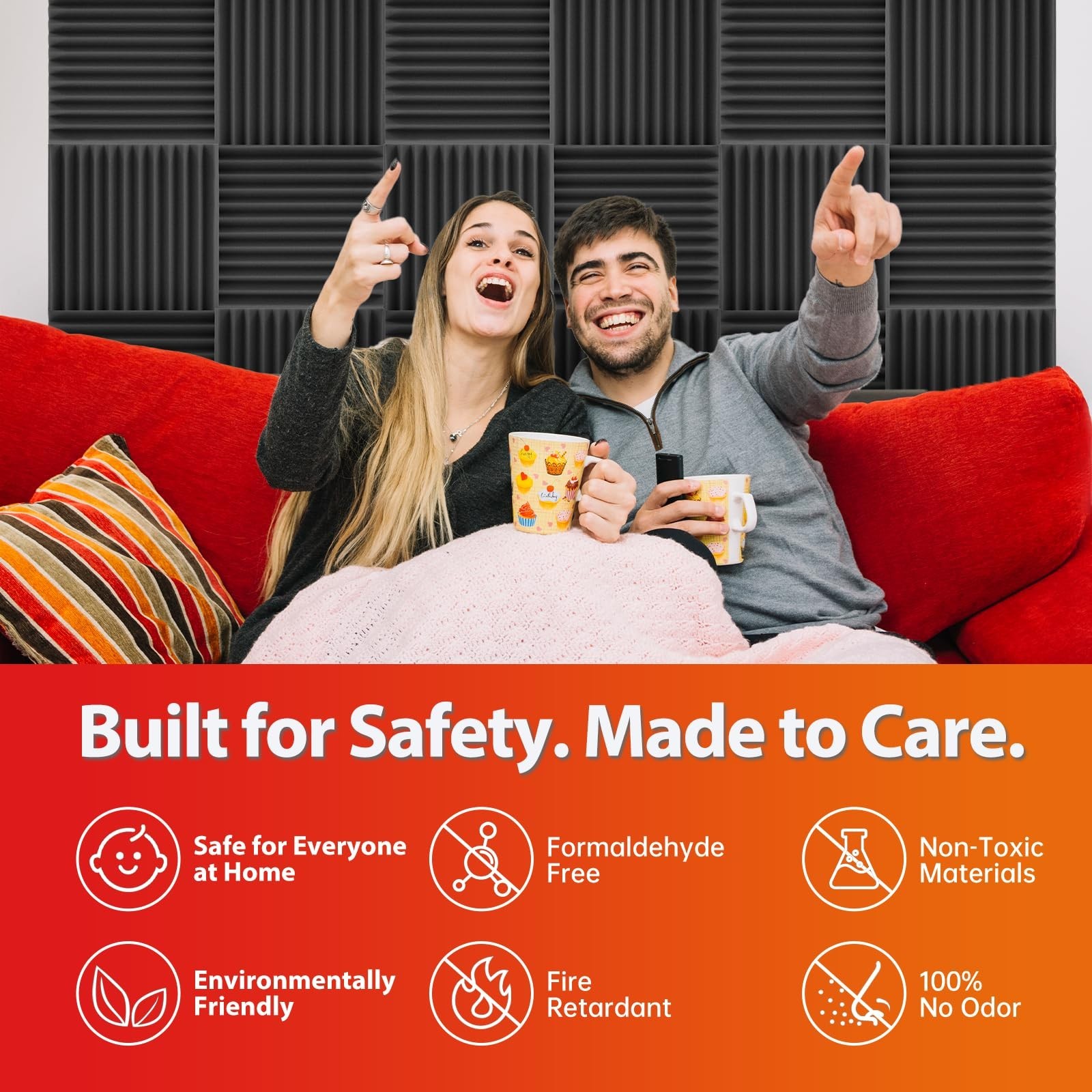 12 Pack Acoustic Panels – Sound Proof Foam Panels for Wall 12"x12"x1", Fla