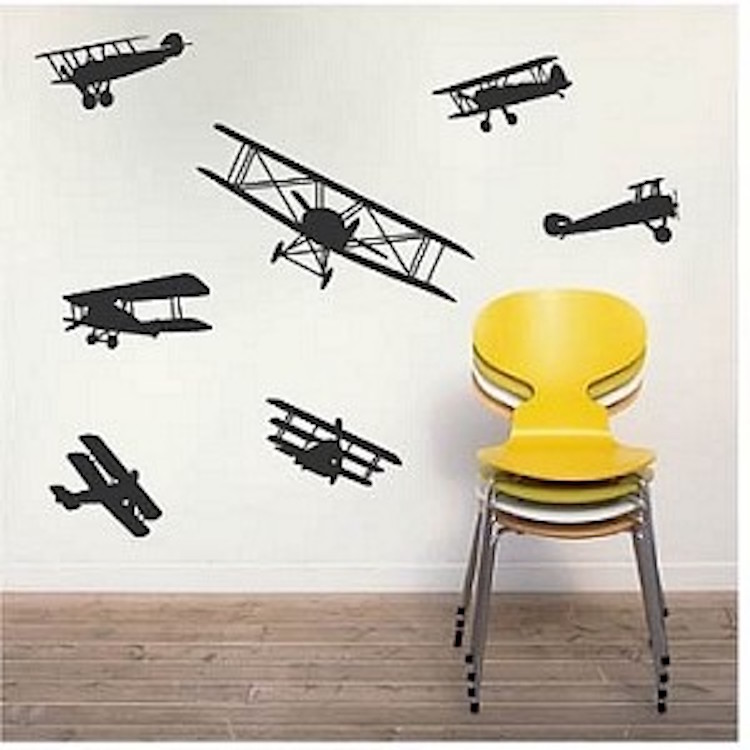 Airplanes Wall Decal Boy's Room Wallpaper Old School Planes Removable Vinyl, b18