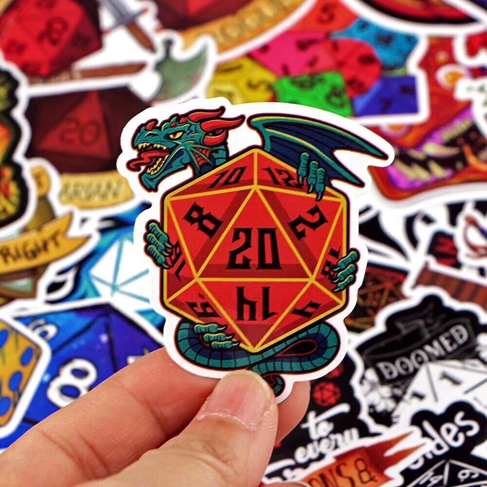 DUNGEONS & DRAGONS Vinyl Stickers [A] Waterproof Decal ~D&D Polyhedra Dice Games