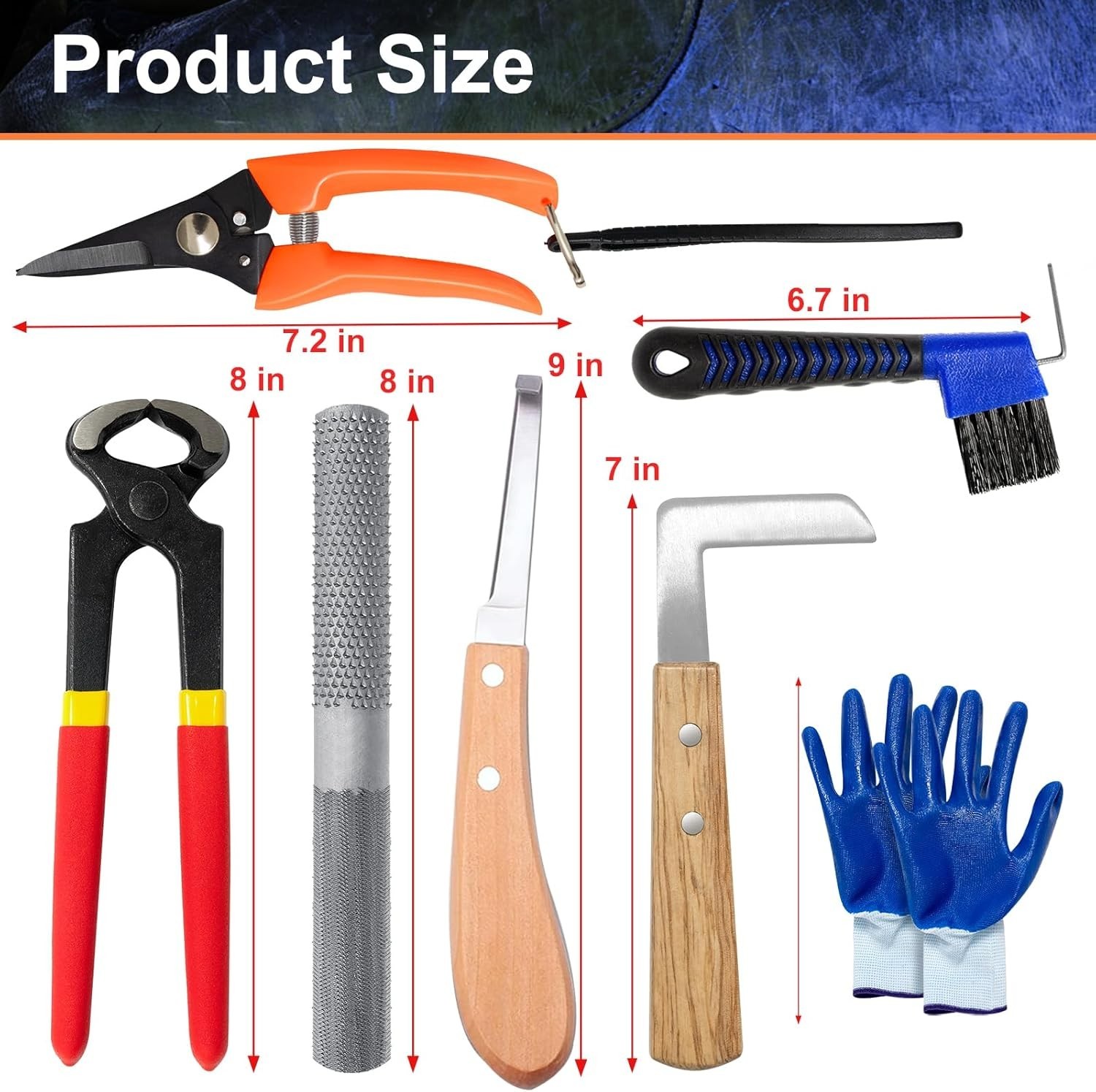 8 inch Farrier Tools Kit (8 Piece) Horse Goat Hoof Trimmers Carbon Steel…