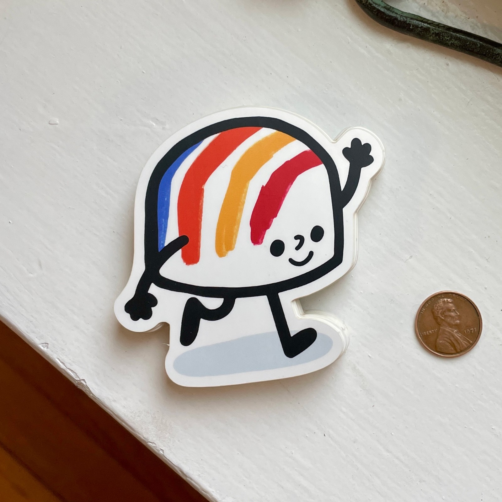 Dorchester Gas Tank sticker in Boston – Sister Corita Kent's Rainbow Swash