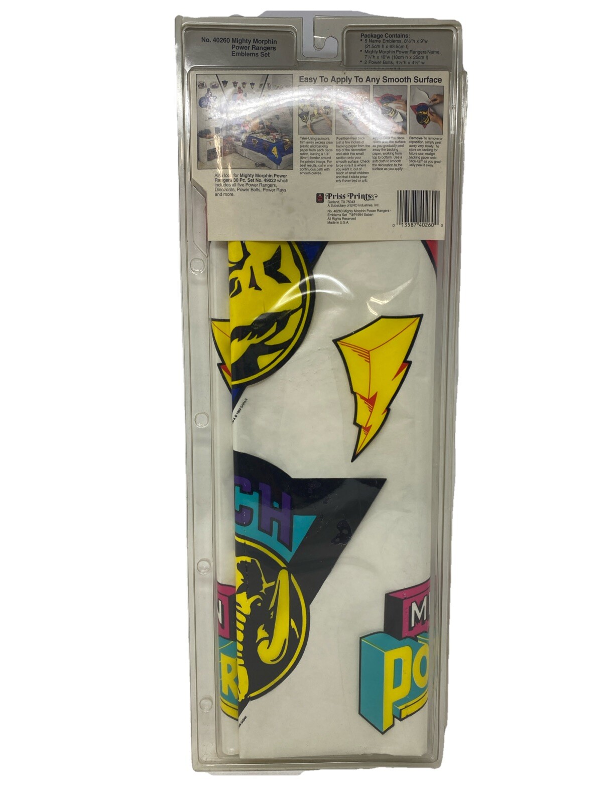 Rare 1994 Mighty Morphin Emblems Set Wall Decorations Priss Prints No. 40260