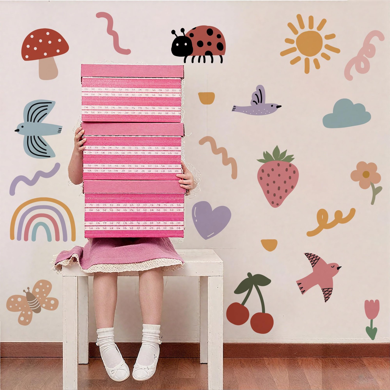 Insect Fruit Wall Decals,Watercolor Doodle Wall Stickers Decor,Peel and Stick…