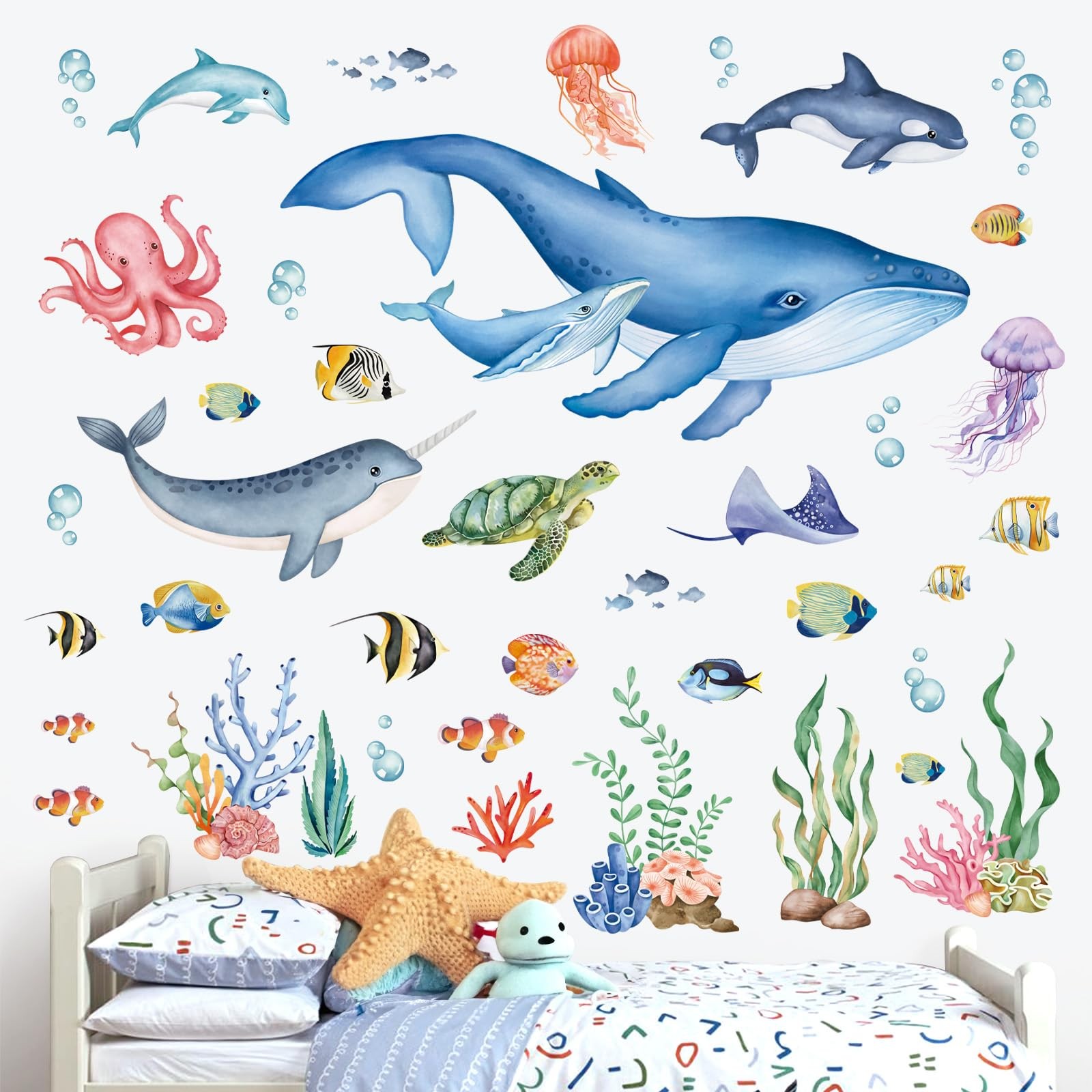 Under The Sea Wall Stickers Ocean Fish Whale Seaweed Peel and Stick Wall Art …