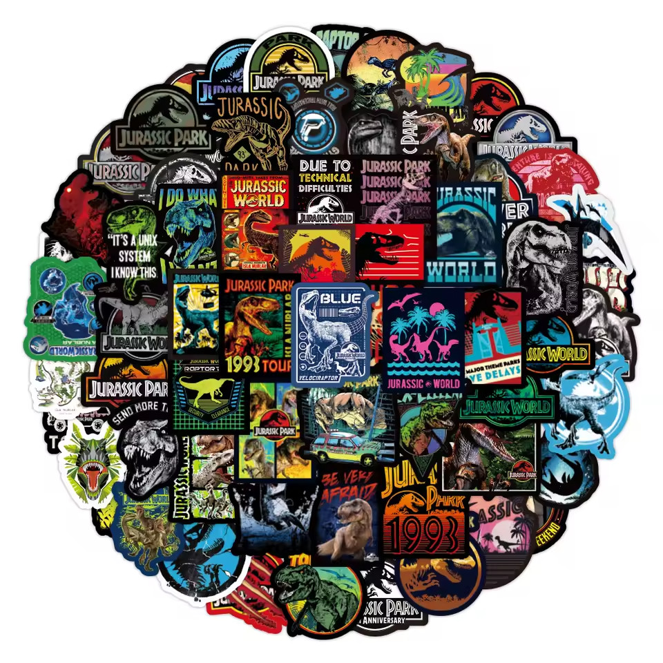 75 JURASSIC WORLD/PARK MOVIE Inspired Sticker-Tool Box, Water-Bottle, Bike Truck