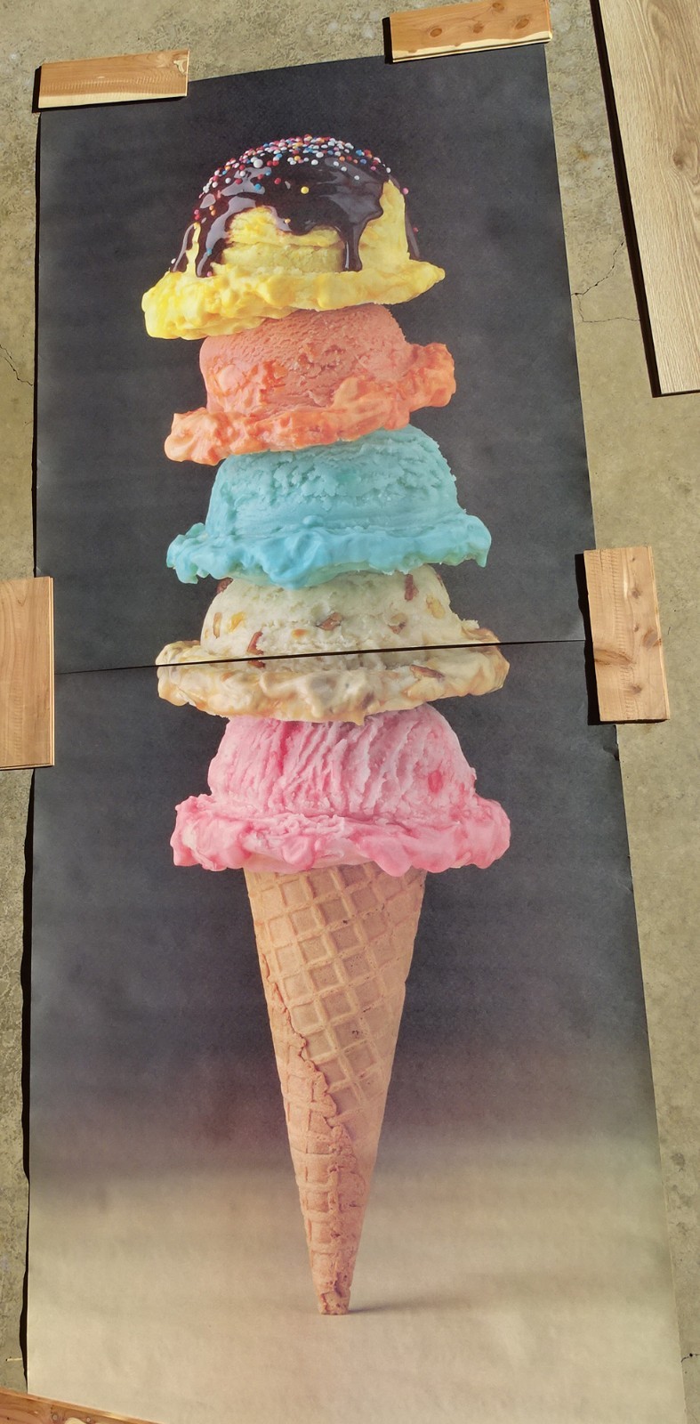 Food Challenge GIANT 5 Scoop Ice Cream Photo Door Wall Mural Poster 82.5” X 34”