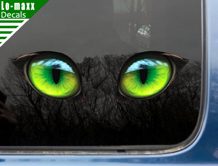Pair Of Green Cat Eyes Various Sizes Superior High Quality Printed Vinyl Decal