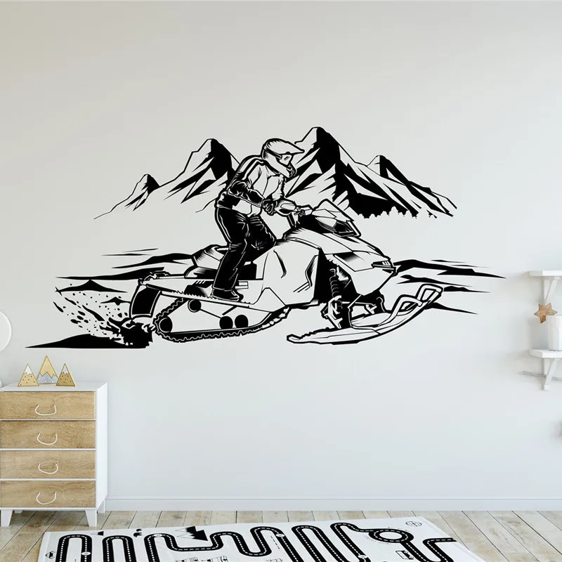 Snowmobile Extreme Sports Vinyl Wall Sticker Winter Ski Sled Snowmobile Sticker