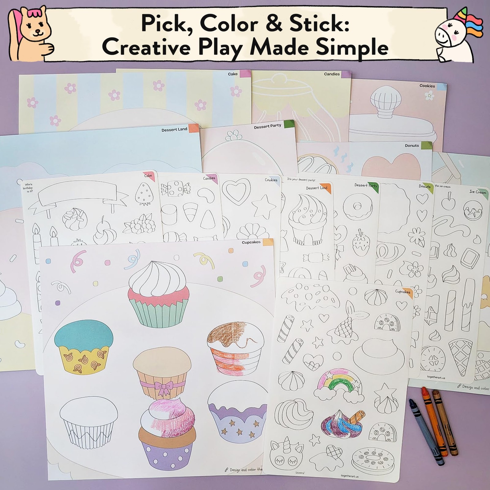 Together Art Dessert Color Your Own Storytelling Sticker Kit Your Own Stickers