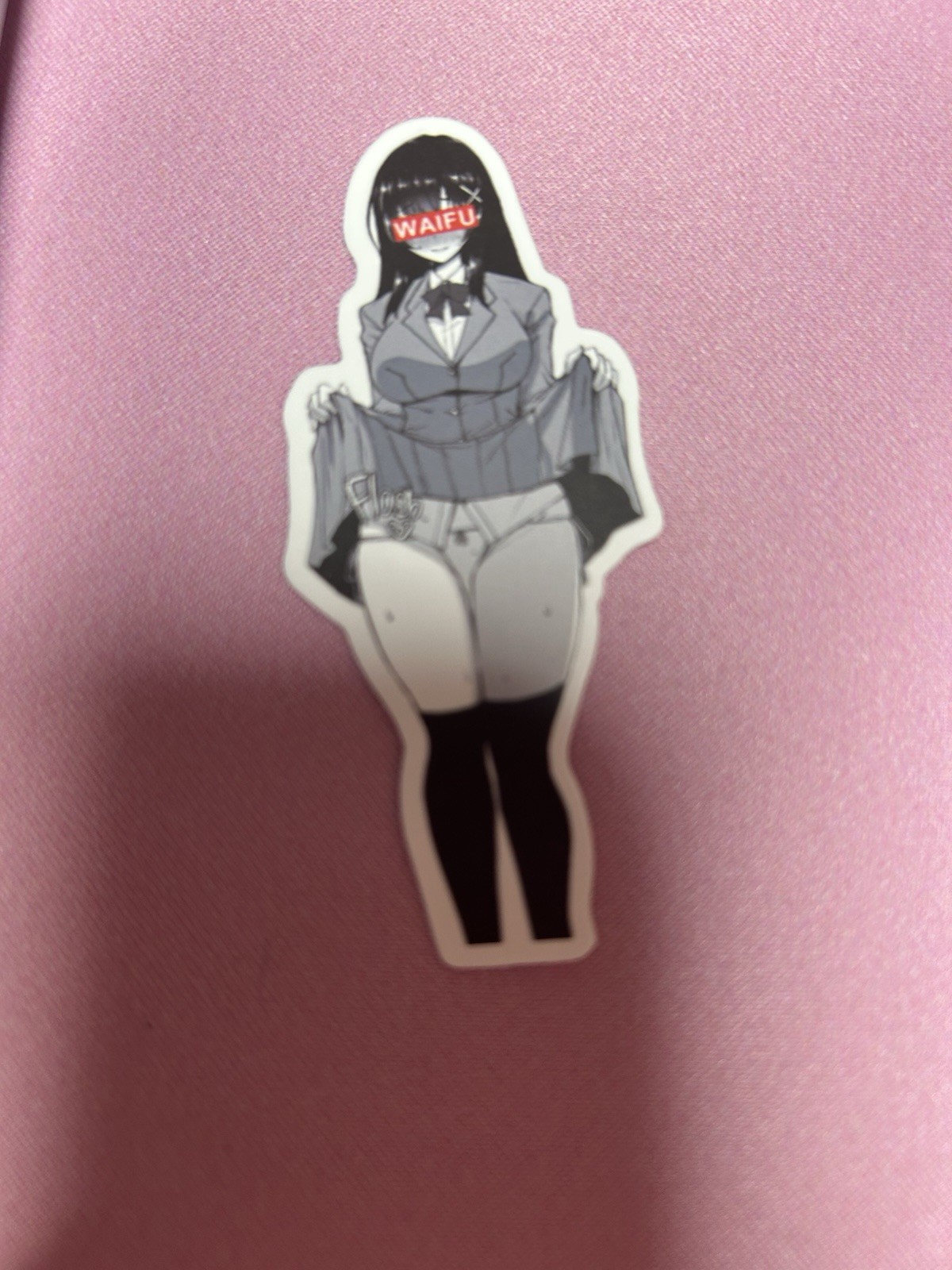 black and white waifu lewd stickers #15