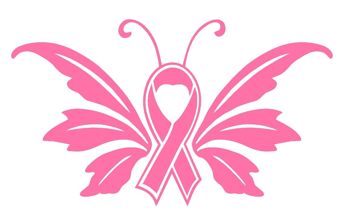 Custom 3.5"x 6"Pink Ribbon-BREAST Cancer Awareness Butterfly-Vinyl Decal sticker