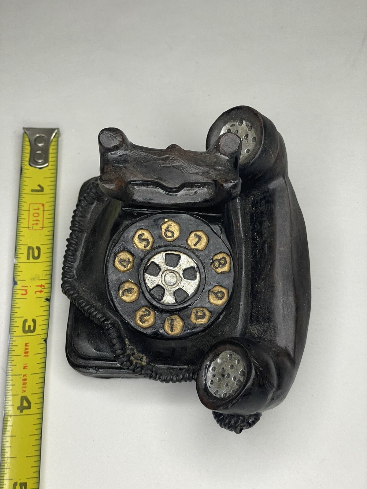 Old Fashion Antique Style Rotary Ceramic Telephone Home Decor Black & Gold
