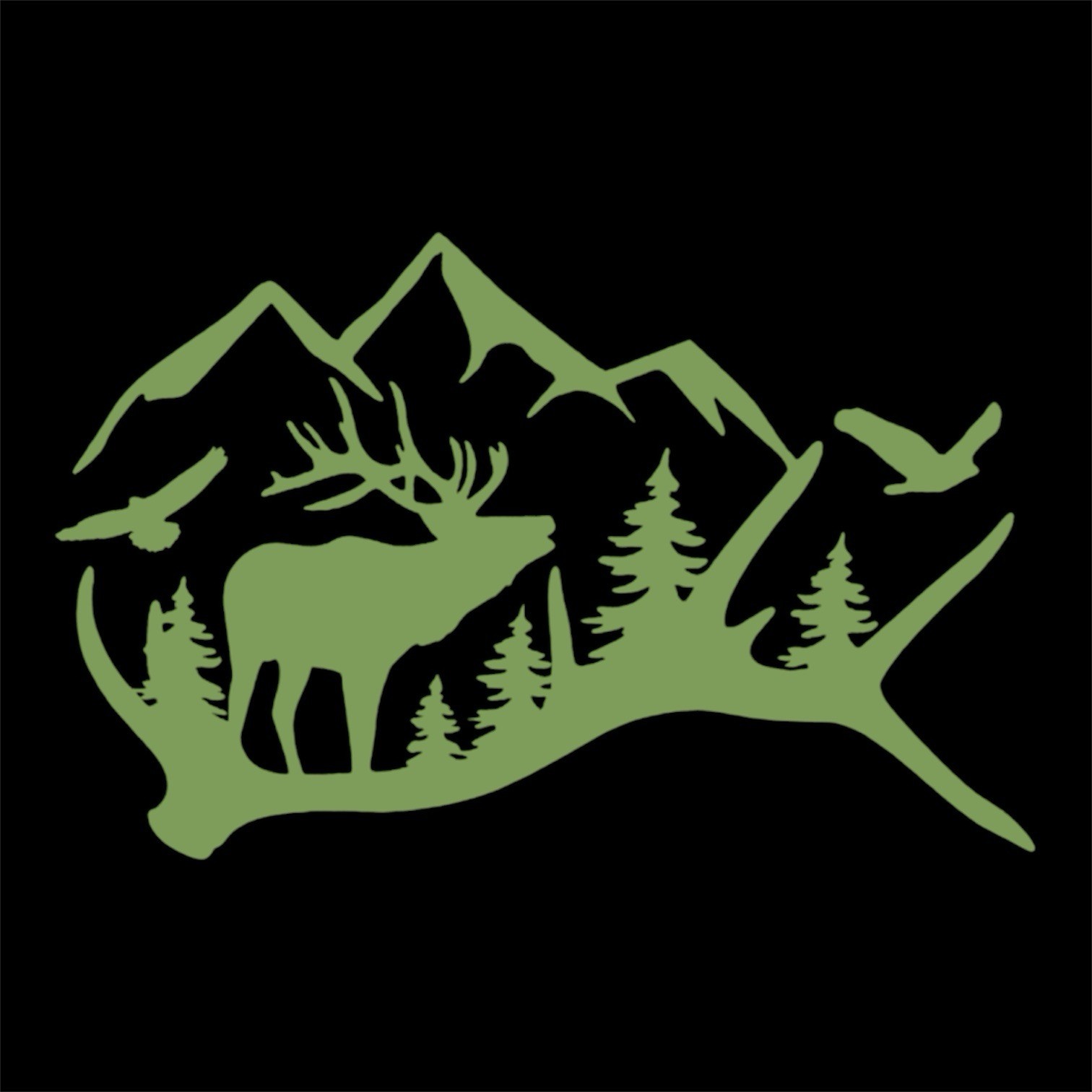 Elk antler mountain scene Decal for car Windows Laptops most Smooth Surfaces