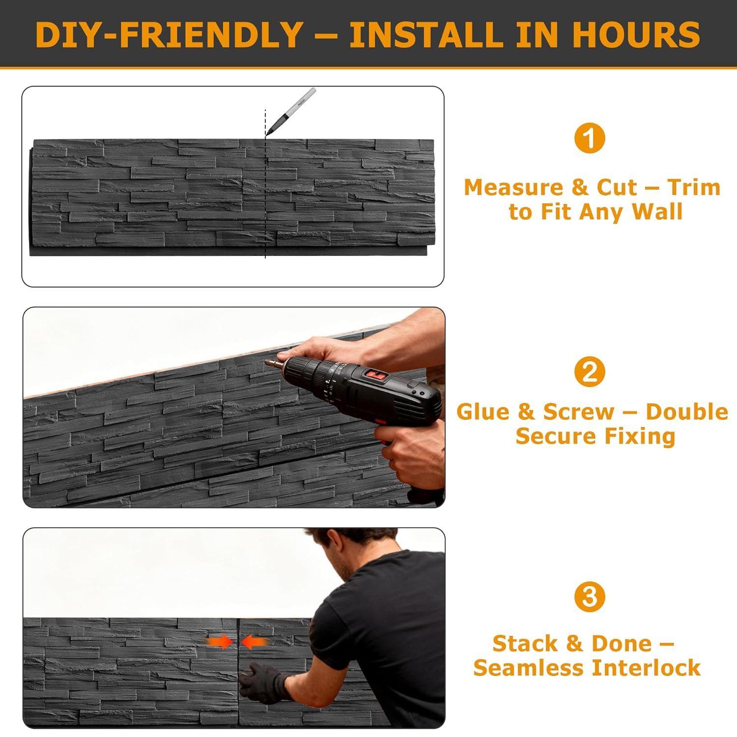 ROOMTEC 1-Pack Faux Stone Wall Covering Panels for Interior and Exterior Decor,
