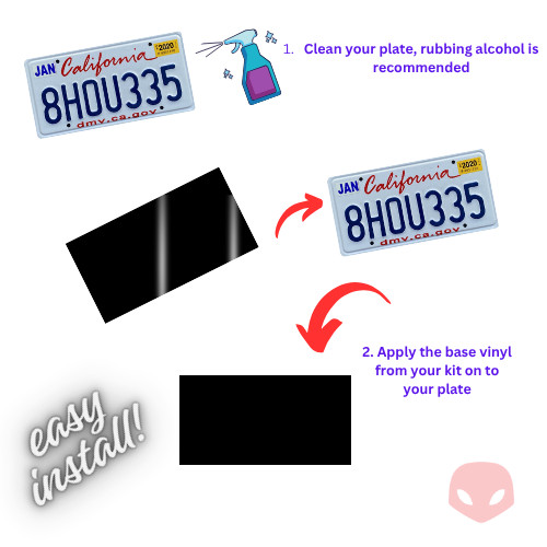Obsidian Black and White Matte Dark Blue California Plate Wrap DIY Kit