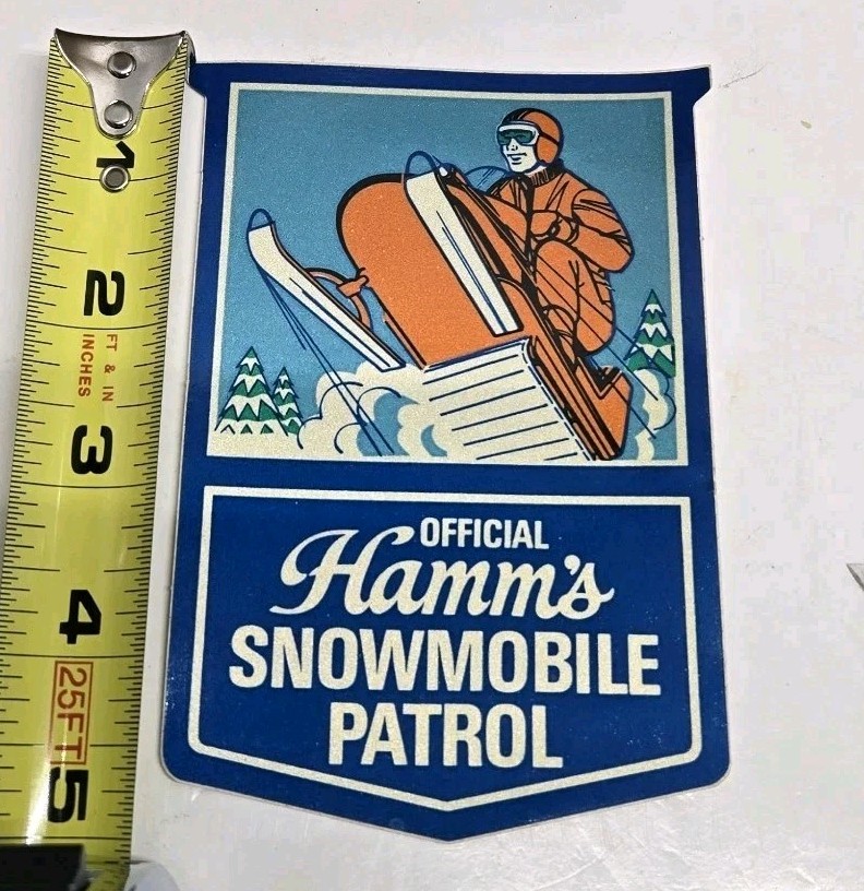 (VTG) 1960s Hamm's Beer Official Snowmobile Patrol Sticker Decal Vinyl