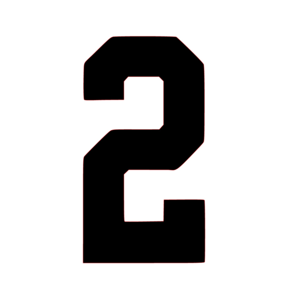 Number Two 2 Decal PICK SIZE COLOR Vinyl Sticker Jersey Athlete Varsity Sport