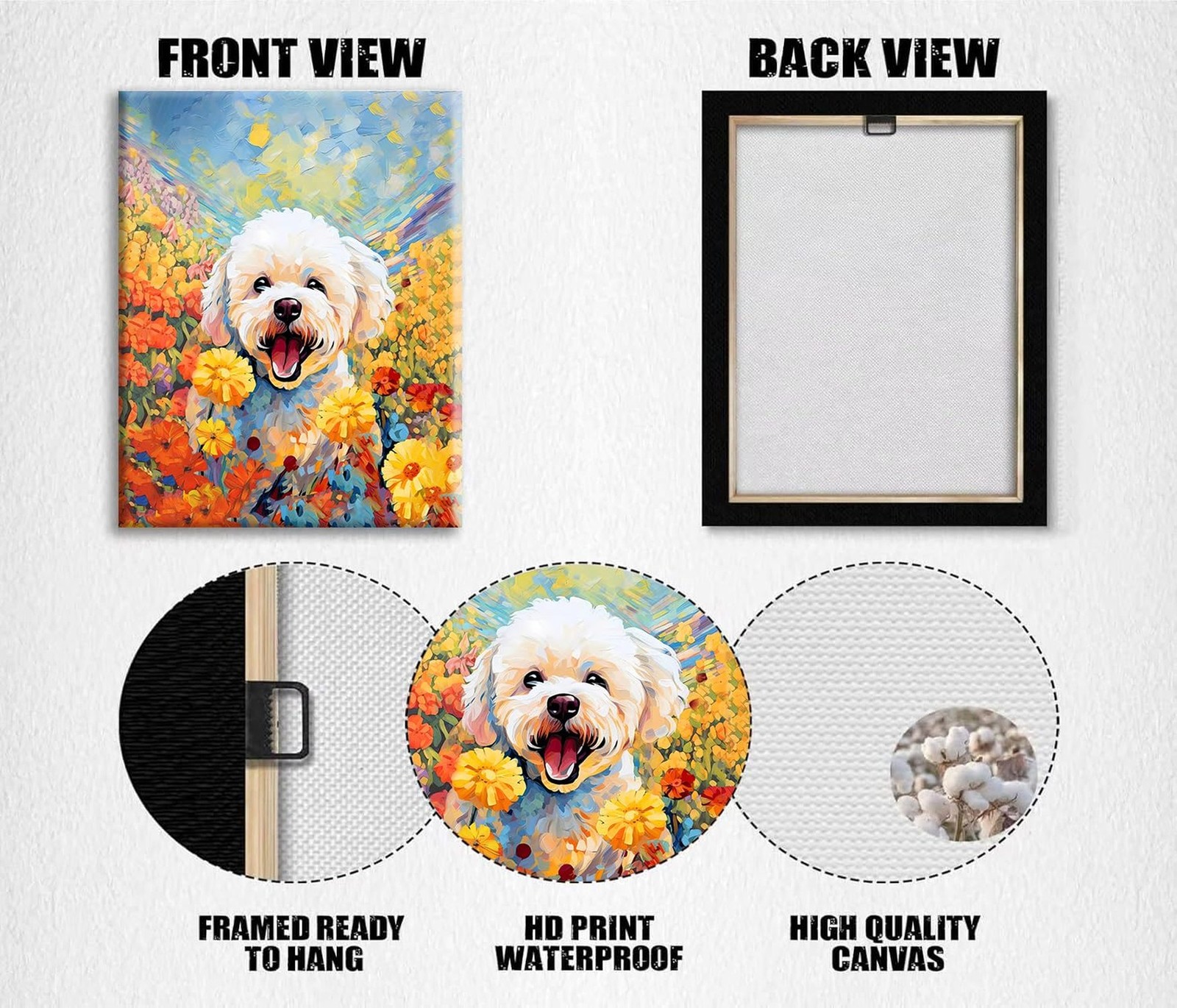 Dog Canvas Wall Art,Funny Dog Canvas Wall Art, Cute Puppy Animal Pictures Wal…