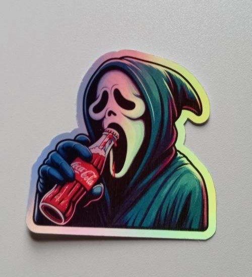 Ghostface Drinking Glass Coke 3 Inch Waterproof Vinyl Holographic Sticker