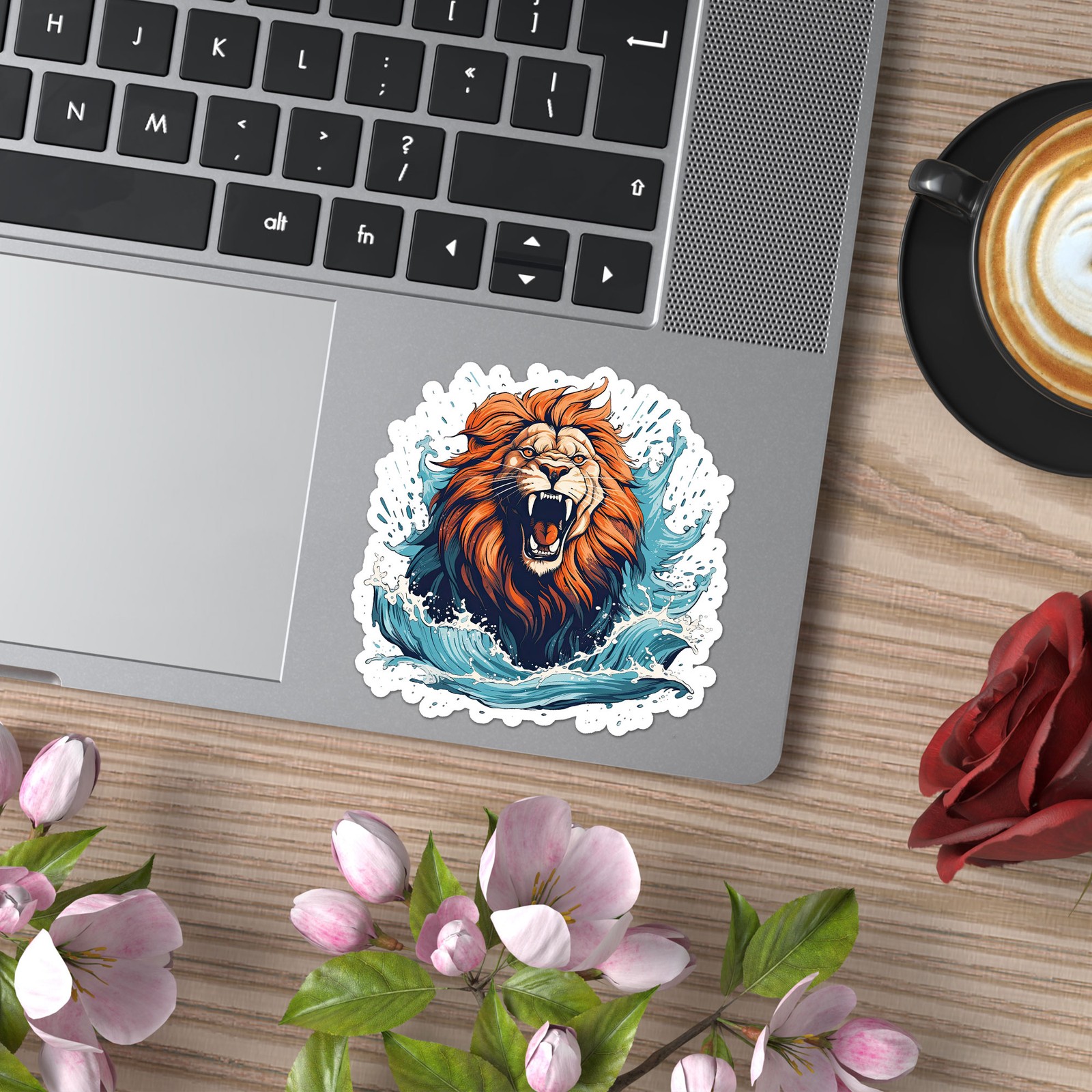 Lion Head Wave – Vinyl Decal Sticker – Car Window Laptop – ebn9508