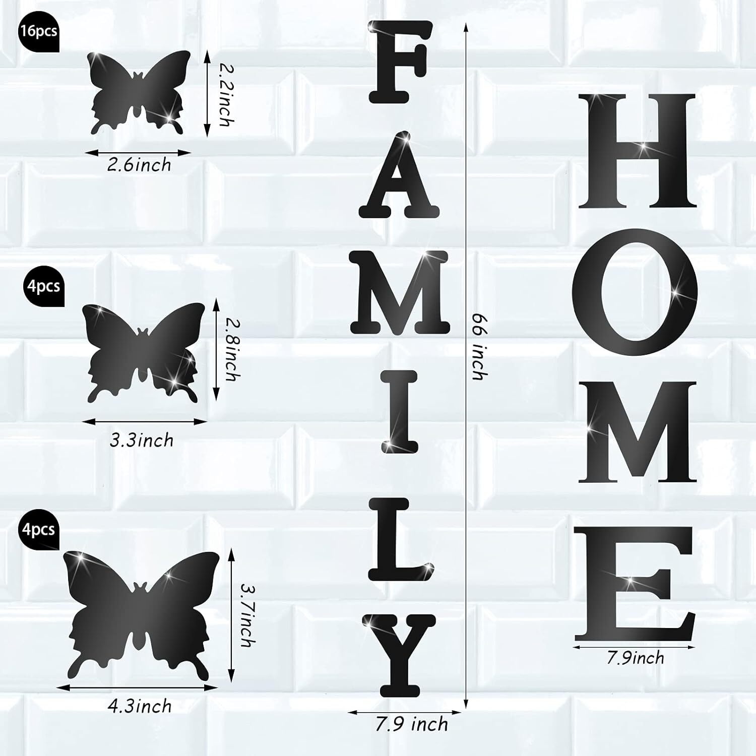 Outus 3D Family Home Sign Letters Living Room Decor Rustic Black