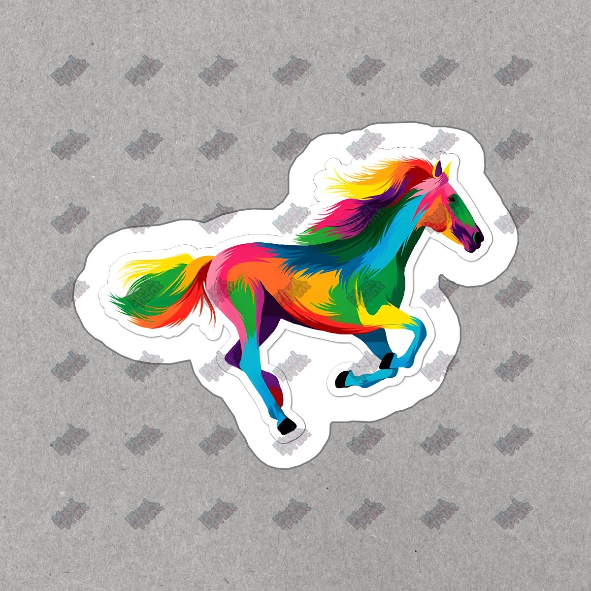 Vibrant Rainbow Horse Vinyl Sticker Colorful Decal for Laptops, Water #621389