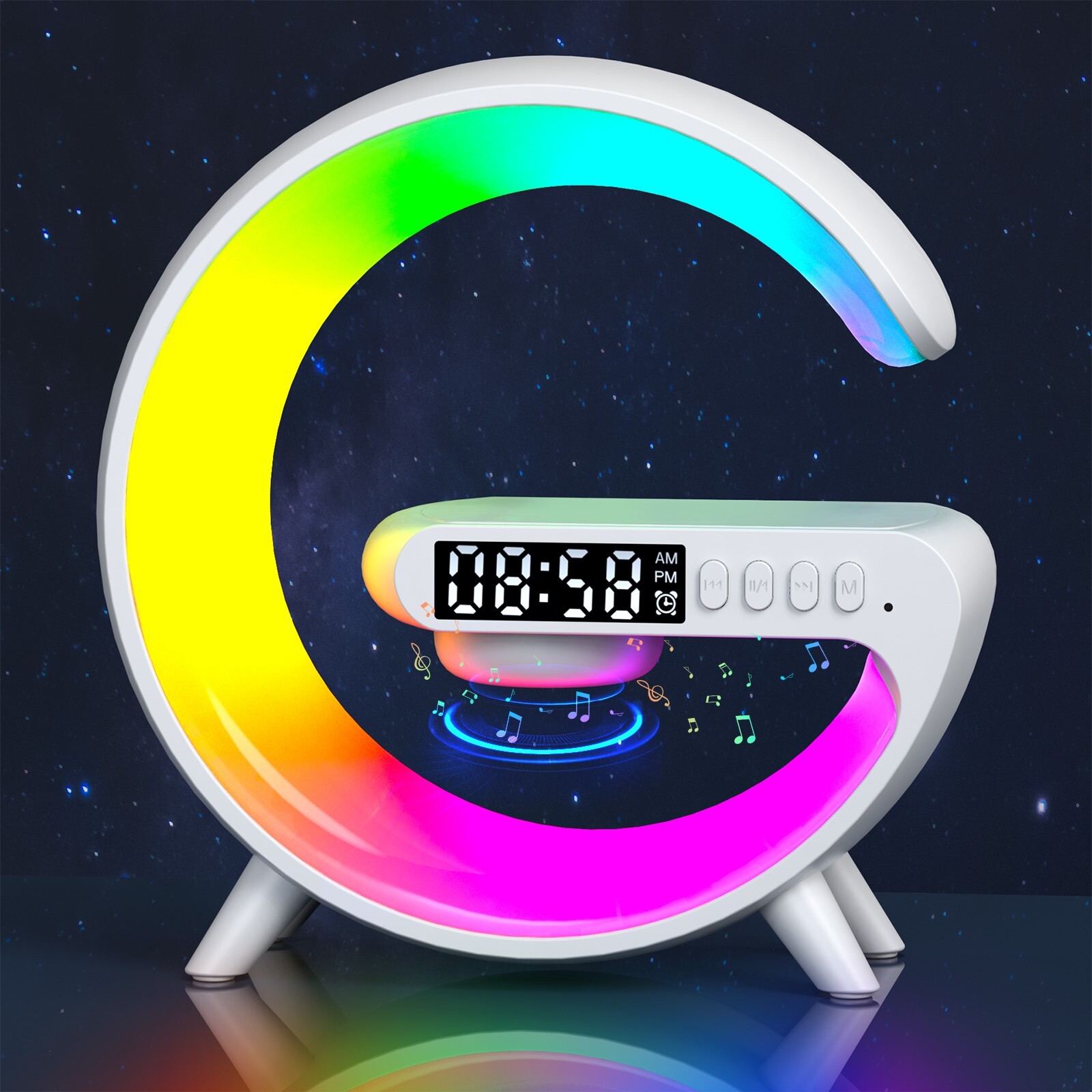 15W Multifunction Wireless Charger Pad Stand Speaker TF RGB Night Light Fast Cha