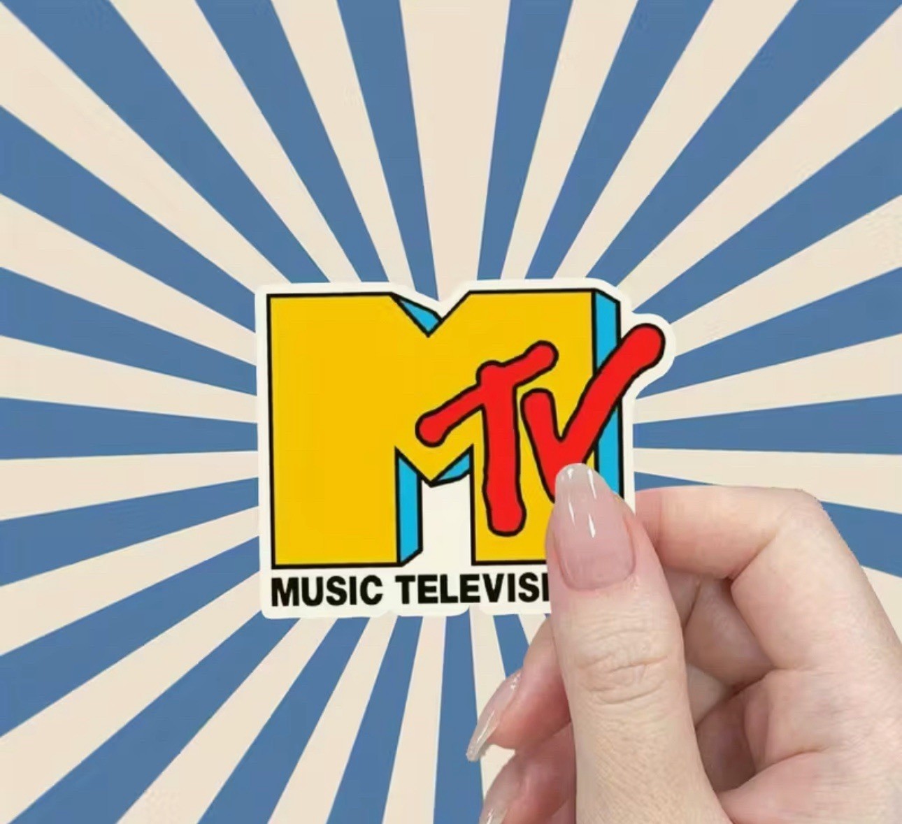 MTV Music Television Video Vtg Retro 80s 90s Yellow Print Vinyl Sticker Decal