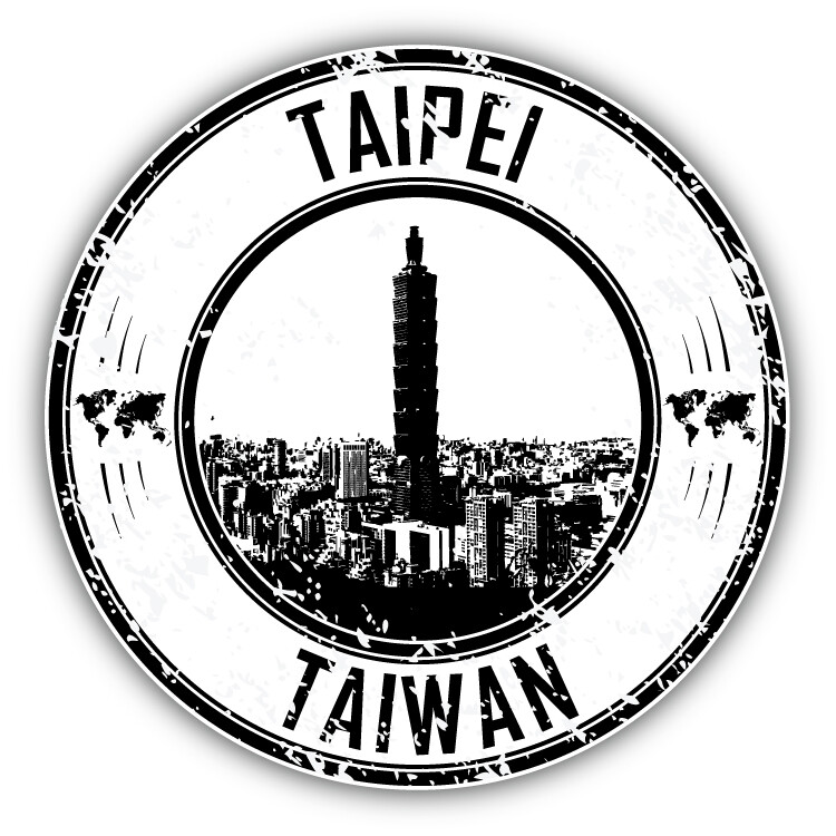 Taipei Taiwan Grunge Rubber Stamp Travel Car Bumper Sticker Decal
