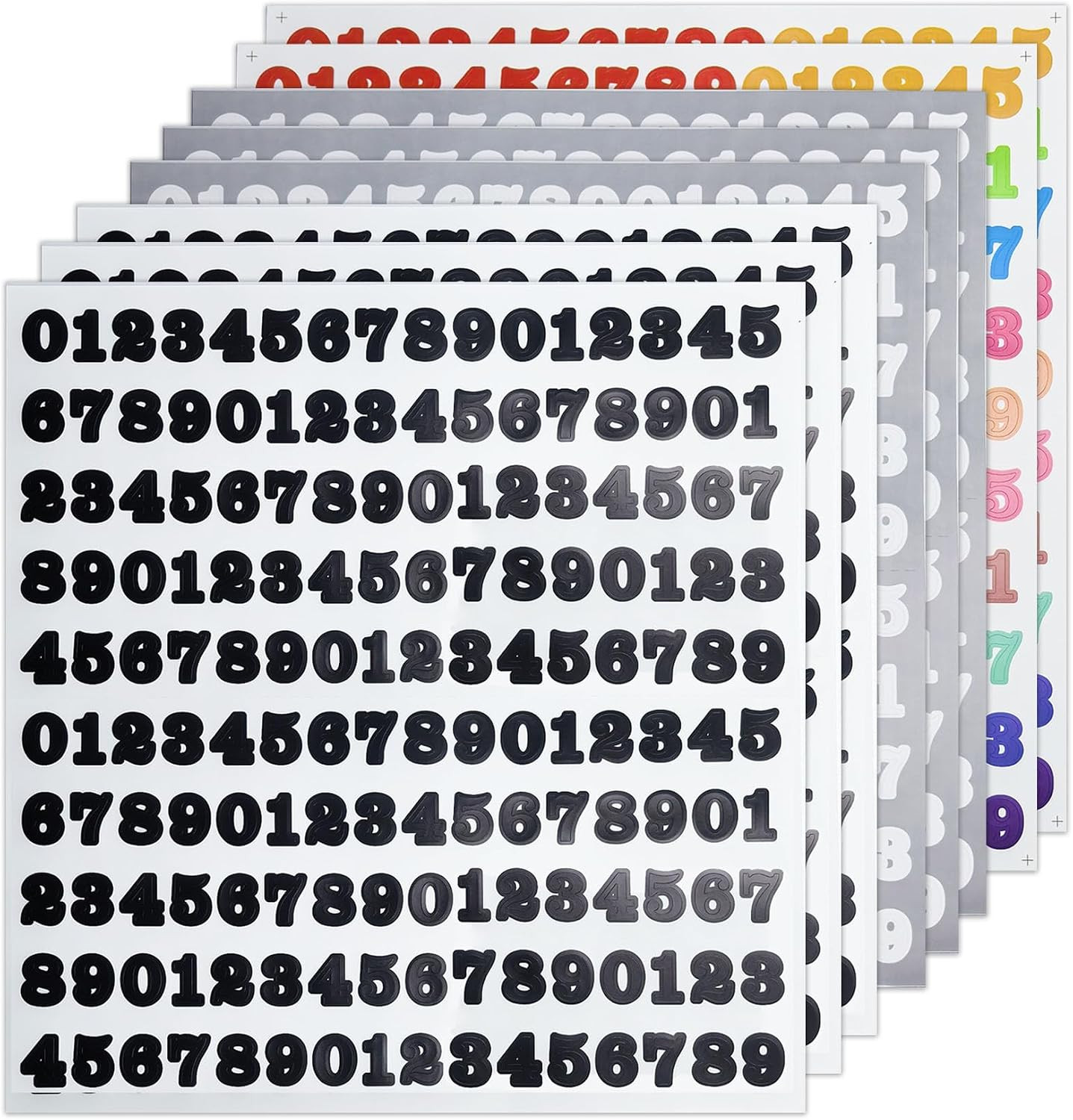 1/2 Inch Vinyl Number Stickers, 8 Sheets Waterproof Number Sticker | for Organiz