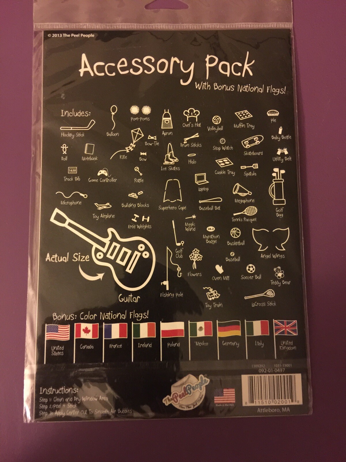 The Peel People Stick Figure Window Stickers Accessory & Flags Pack 59 Decals