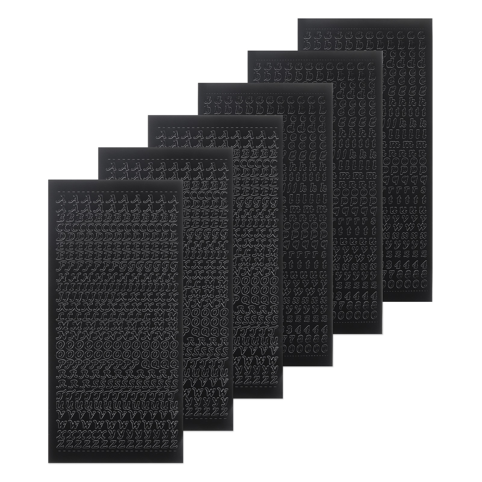 6 Sheets Alphabet Letter Sticker Black Upper Lower a to Z Self Adhesive