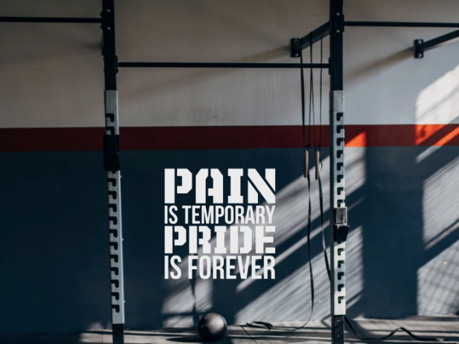 23"x23" Pain in Temporary Motivational Gym Wall Sticker Decal Canada Vinyl BLACK